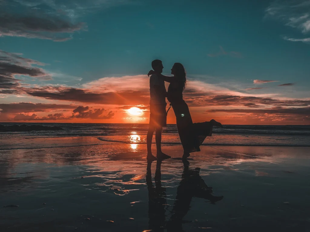 bali couple sunset beach