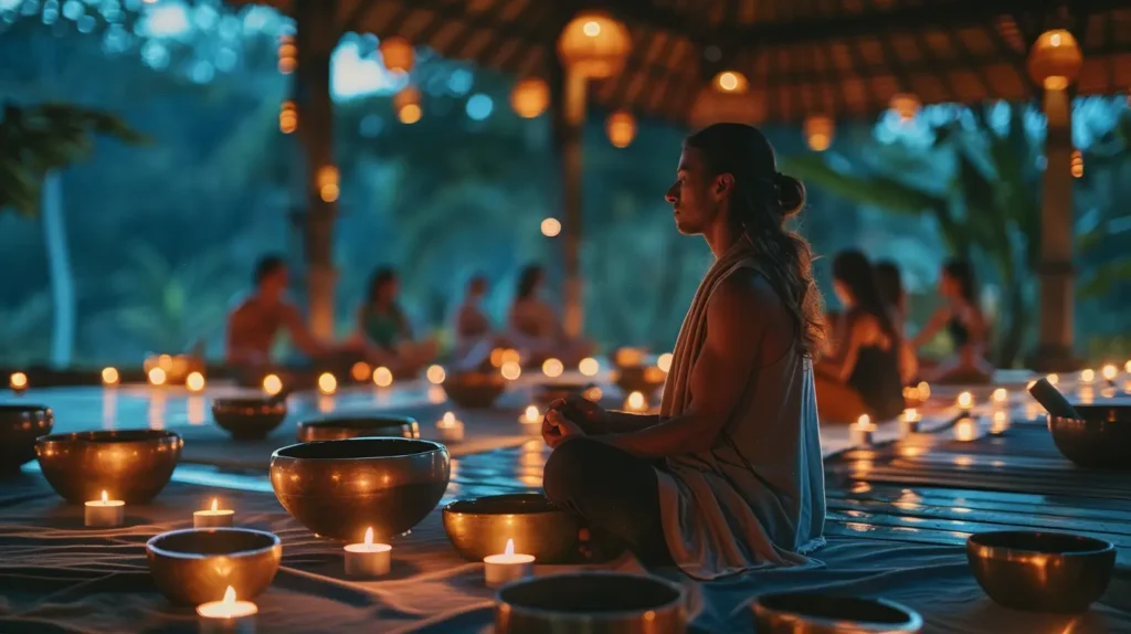 meditation retreat Bali sound bath singing bowls
